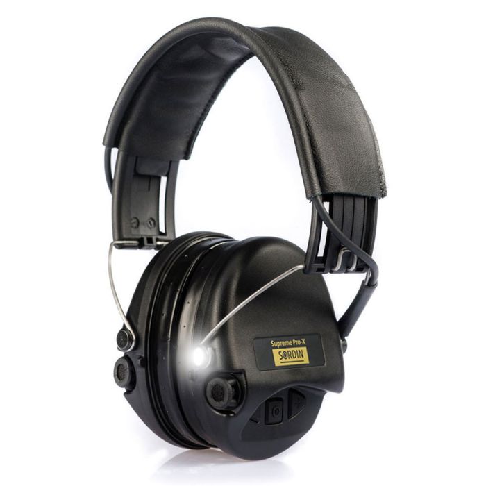 Sordin Supreme Pro-X LED - Black Cups, Leather Headband with Gel Earseals