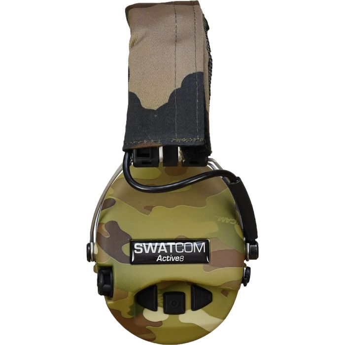 SWATCOM Active8 Waterproof Headset, Camo Dipped Cups, Camo Cloth Headband, Gel Ear-seals