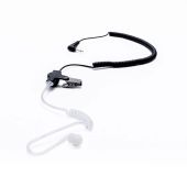 Single-Pin Listen-Only Earpiece for Two-Way Radio Speaker Mic w/ Quick Disconnect Acoustic Tube-2.5 mm-L Shaped-Regular, 19" (at rest) with coil 